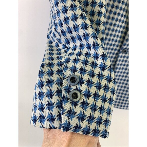 Ratner Clothes Hughes Hatcher Jacket Blue Pattern Houndstooth Blazer Mens M/L 40 - Picture 2 of 12
